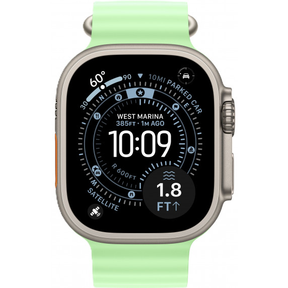 Apple Watch Ultra 3 49mm Ocean Band Neon Green / Natural Titanium Case